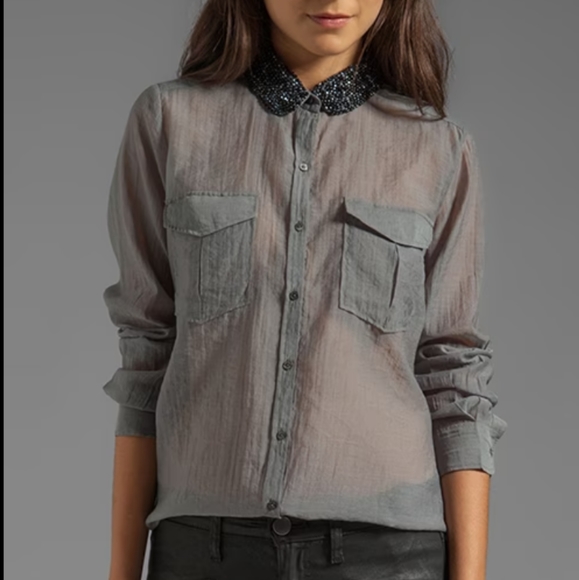 Maison Scotch Fancy Shirt Beaded Collar - Picture 11 of 11